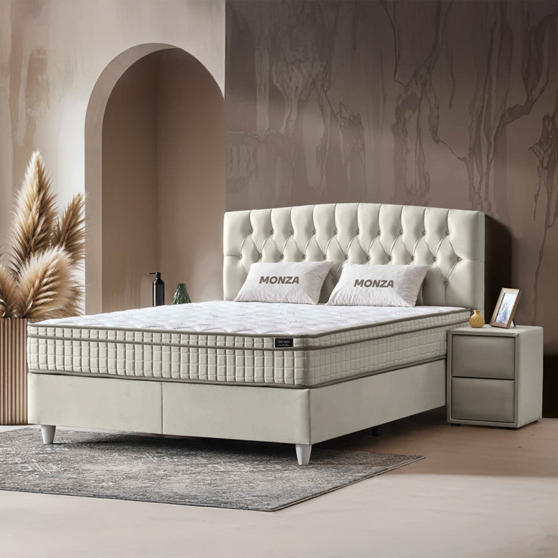 Тапицирана спалня с матрак MONZA 160 x 200 – крем B 01