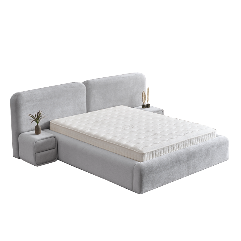 Тапицирана спалня с матрак MYKONOS 160 х 200 – сребърен AN