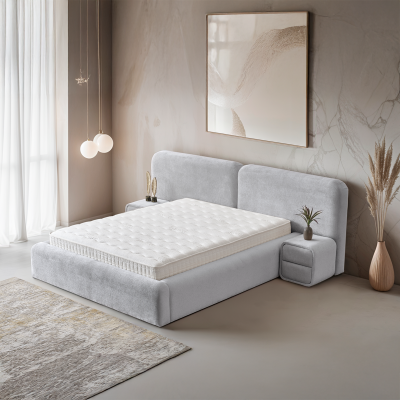 Тапицирана спалня с матрак MYKONOS 180 х 200 - сребърен AN