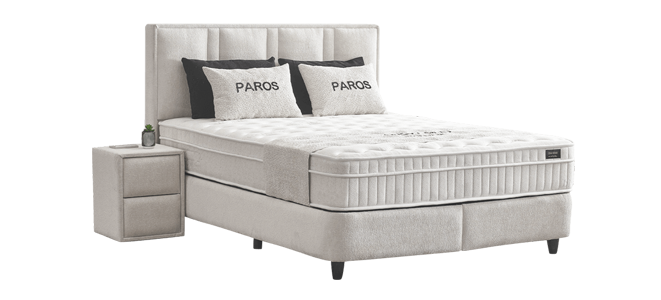 Тапицирана спалня с матрак PAROS 180 х 200 – крем AN