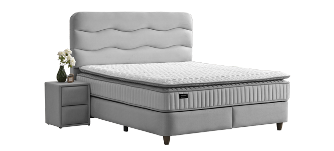 Тапицирана спалня с матрак WAVE 140 x 200 – светлосив 25