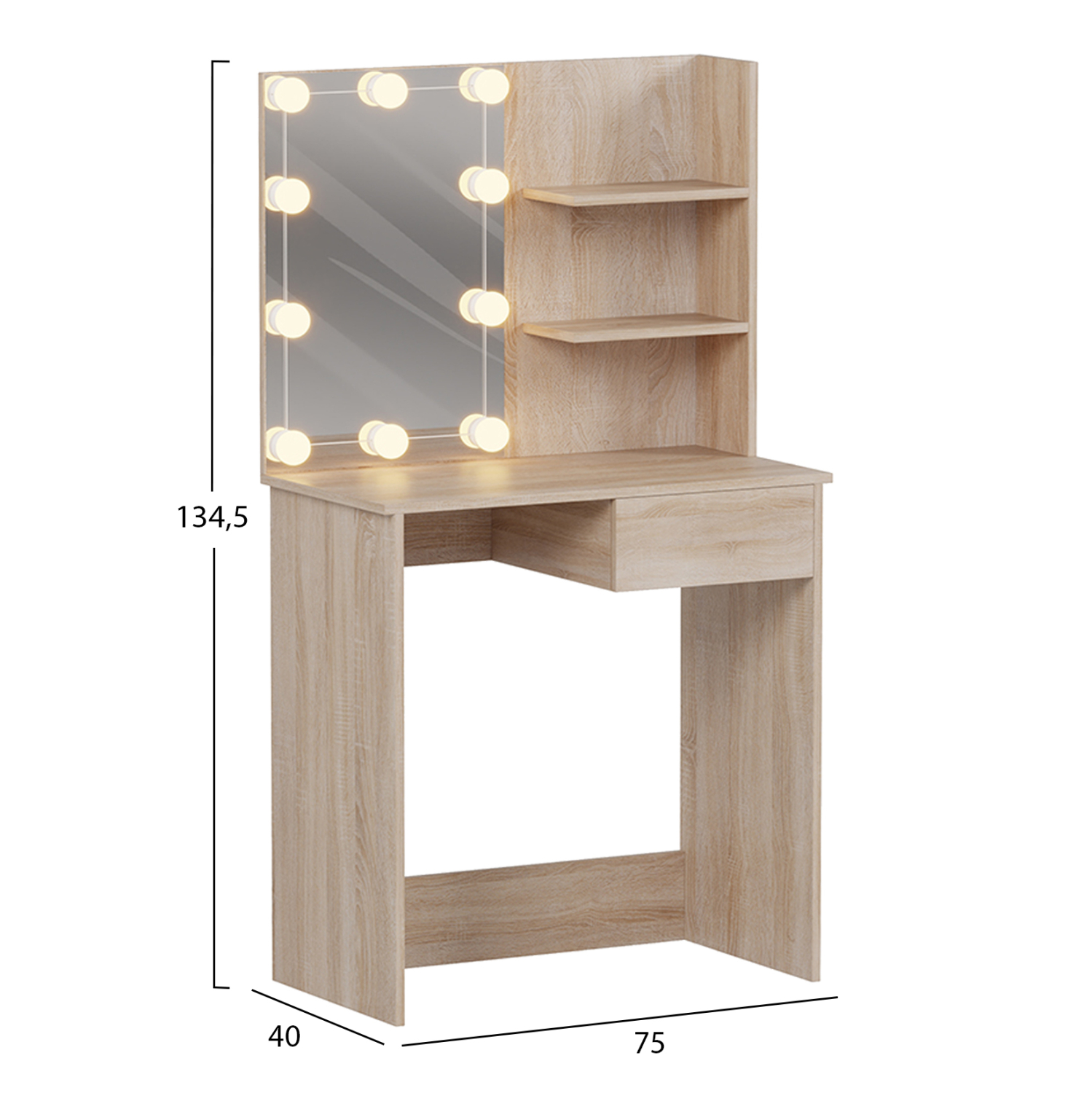 Тоалетка II с LED светлини цвят сонама