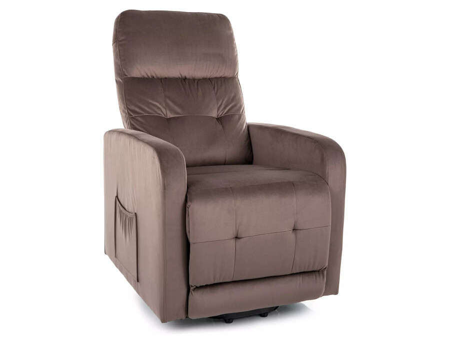 Кадифен фотьойл с разтегателен механизъм – капучино
