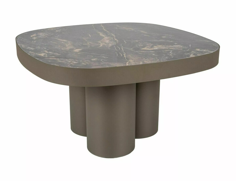 Холна маса B 75×75 – гланцово черно/медно