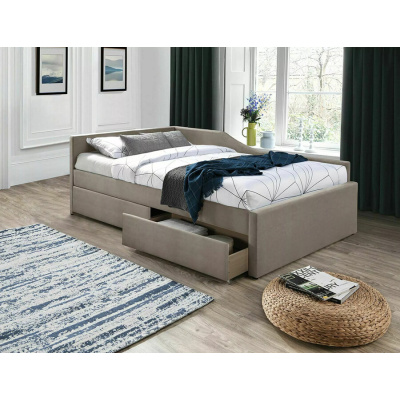 Кадифено легло с чекмеджета 120x200см.- тъмнобежово