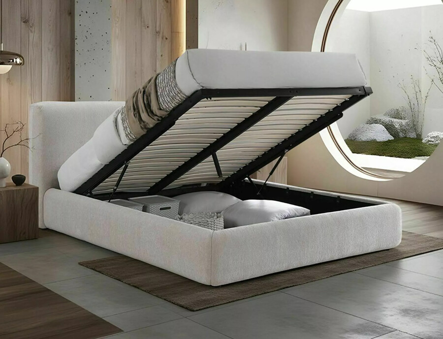 Тапицирано легло с място за съхранение 160×200 – бежово