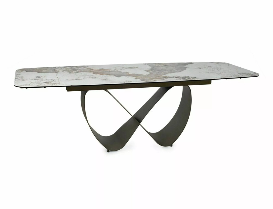 CERAMIC разтегателна маса 160/240×95 – гланцово бяло/мед