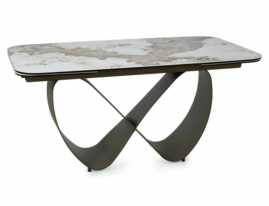 CERAMIC разтегателна маса 160/240×95 – гланцово бяло/мед