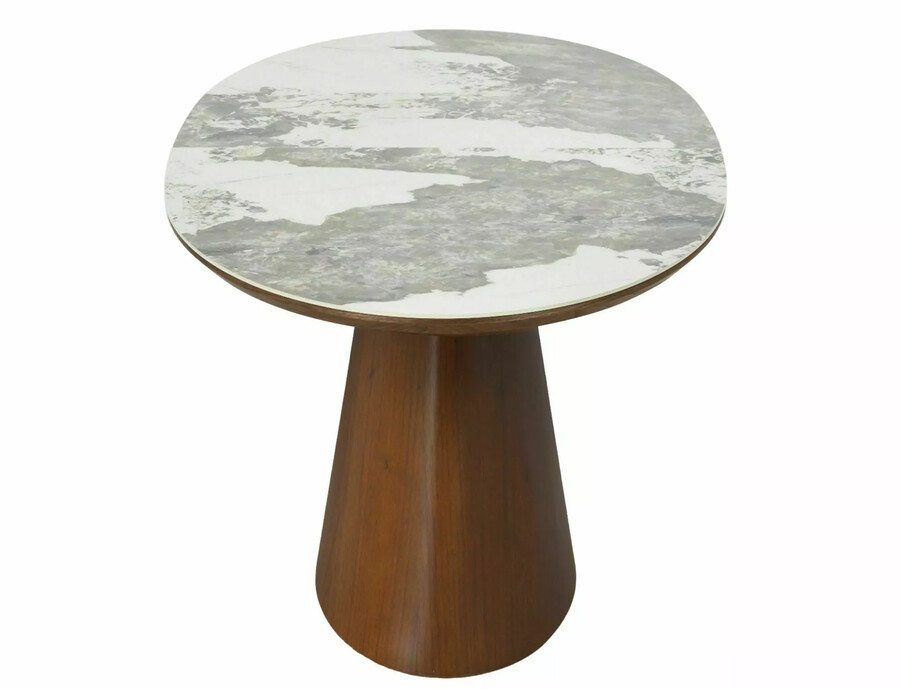 Овална разтегателна маса CERAMIC 160/200×90 – бяло гланц/орех