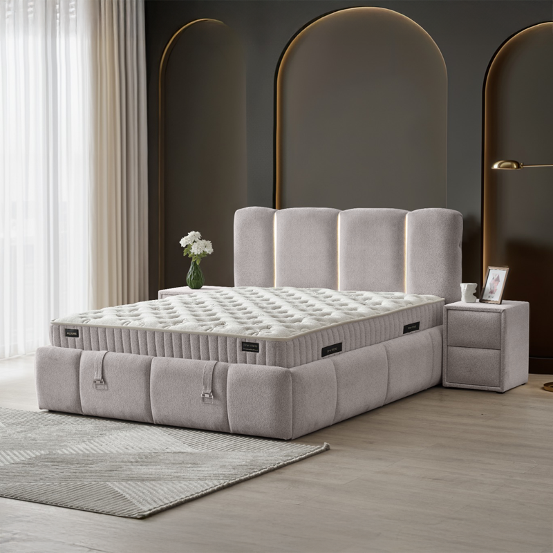Тапицирана спалня с матрак ALLURE 160 x 200 – крем 020