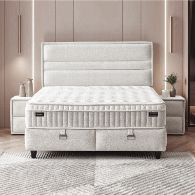 Тапицирана спалня с матрак ASTRA 160 x 200 - перла SY