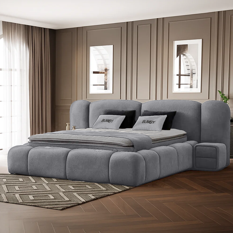Тапицирана спалня с матрак BUMBY 160 x 200 – сив 13