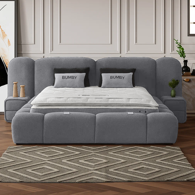 Тапицирана спалня с матрак BUMBY 160 x 200 – сив 13