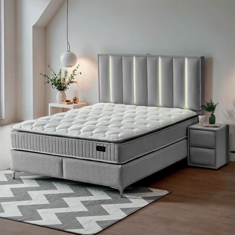 Тапицирана спалня с матрак MINI MOONLIGHT 160 х 200 – сив 620