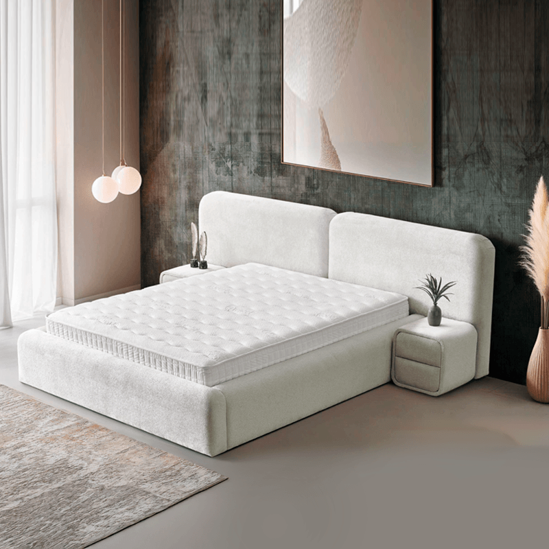 Тапицирана спалня с матрак MYKONOS 180 х 200 – слонова кост SY