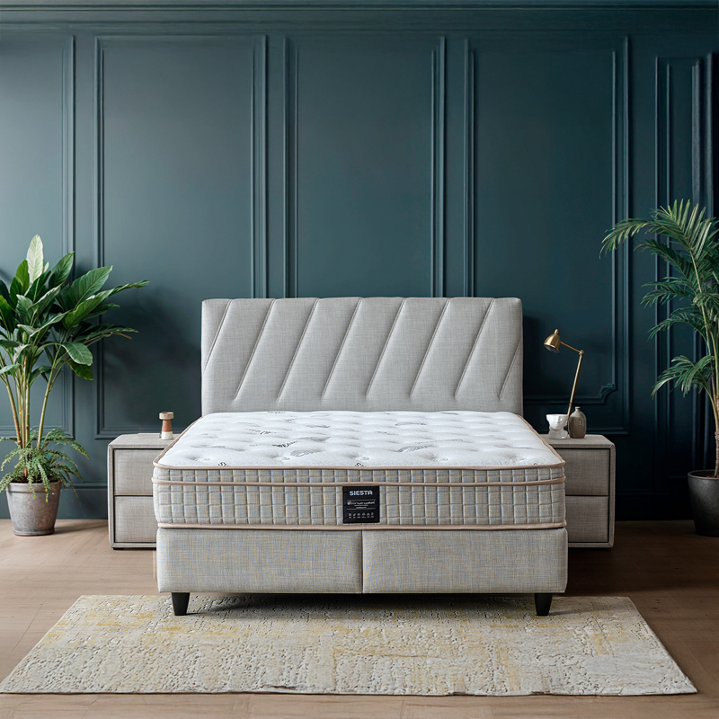 Тапицирана спалня с матрак SIESTA 160 x 200 – сив 02