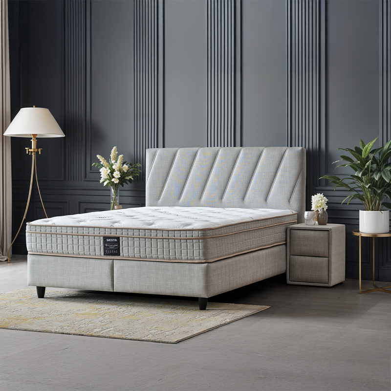 Тапицирана спалня с матрак SIESTA 160 x 200 – сив 02