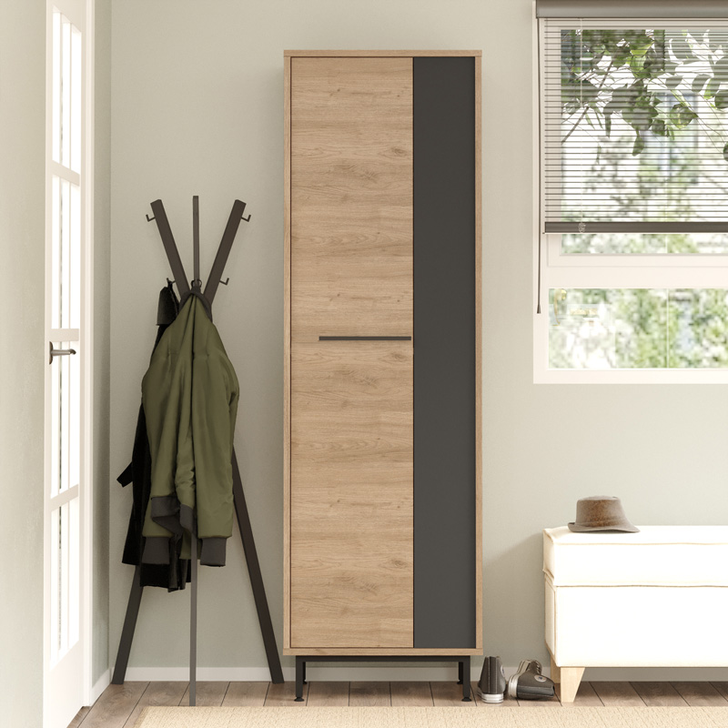 Шкаф за 18 чифта обувки 57.2×35.5×185.60 см натурал-антрацит