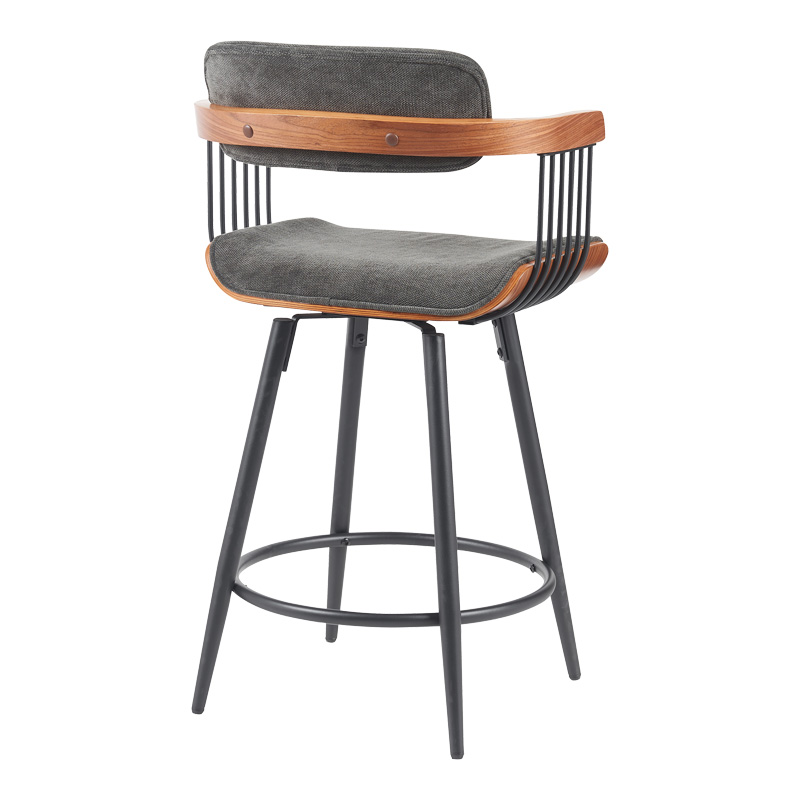 Въртящ бар стол тъмно сив цвят