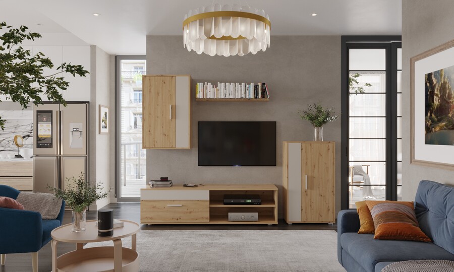 Комплект мебели за хол- дъб занаятчия/кашмир