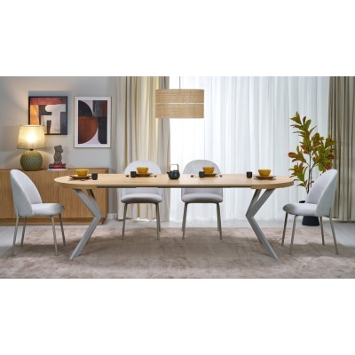 Кръгла разтегателна маса 1200/250x100 см- дъб хикори/кашмир