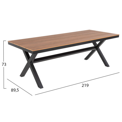 Маса 219.5x89.5 - цвят антрацит-натурал