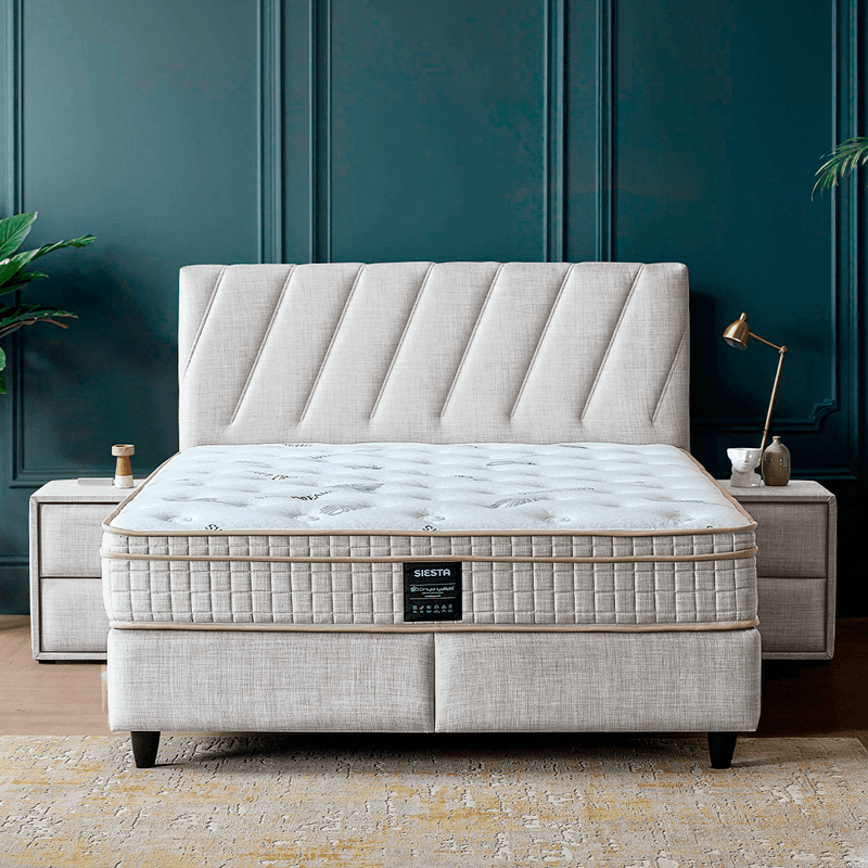 Тапицирана спалня с матрак SIESTA 160 x 200 – перла SY