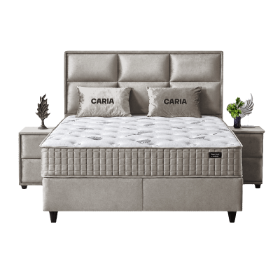 Тапицирана спалня с матрак CARIA 160 x 200 - перла SY