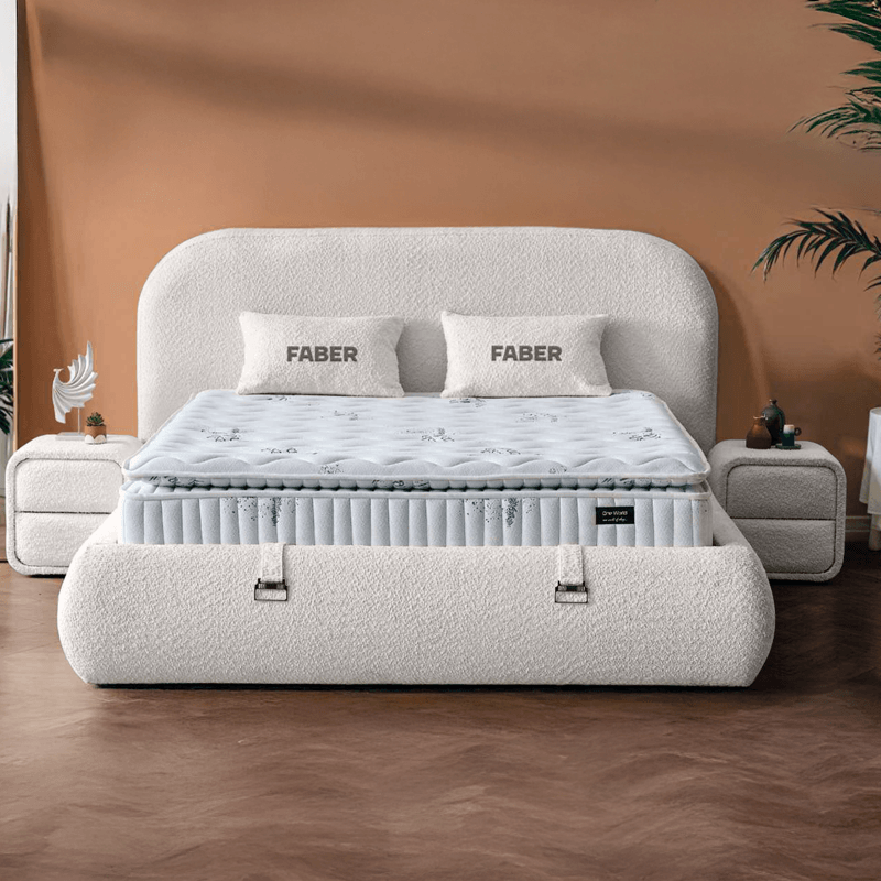 Тапицирана спалня с матрак FABER 160 х 200 – перла SY