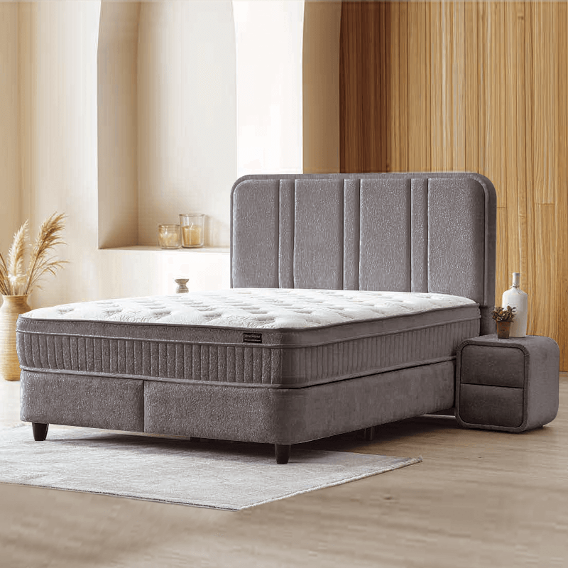Тапицирана спалня с матрак HUGO 140 x 200 – сив 29