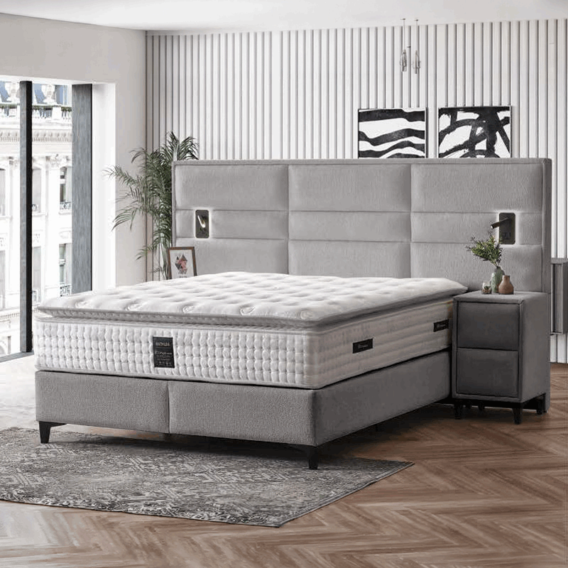 Тапицирана спалня с матрак MATHILDA 160 x 200 – сребро 25