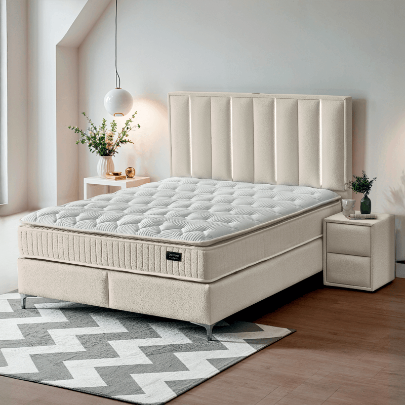 Тапицирана спалня с матрак MINI MOONLIGHT 180 х 200 – бежов 02