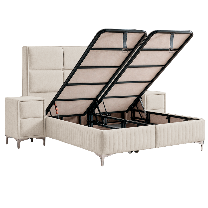 Тапицирана спалня с матрак BELLA 160 x 200 – бежов 02