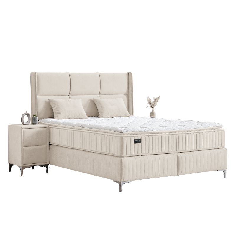 Тапицирана спалня с матрак BELLA 180 x 200 – бежов 02