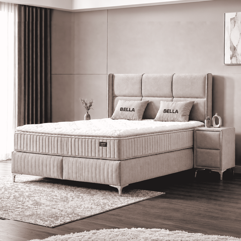 Тапицирана спалня с матрак BELLA 180 x 200 – крем 03