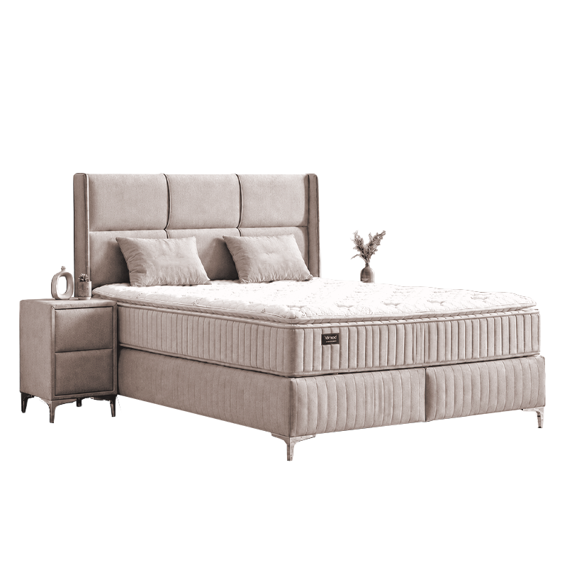 Тапицирана спалня с матрак BELLA 180 x 200 – крем 03