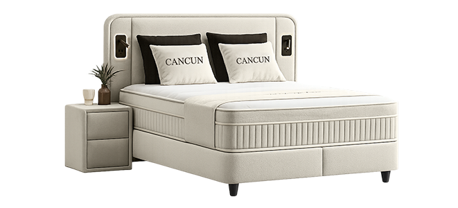 Тапицирана спалня с матрак CANCUN 140 X 200 – крем 01
