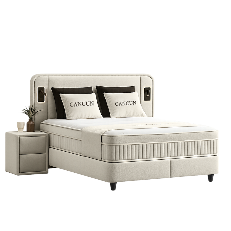 Тапицирана спалня с матрак CANCUN 140 X 200 – крем 01
