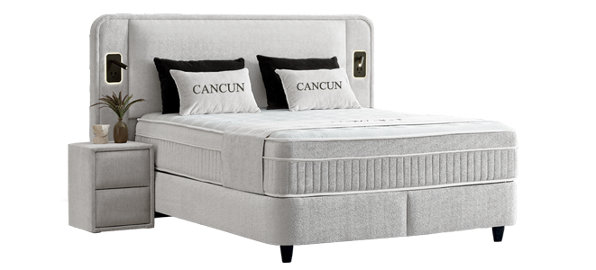 Тапицирана спалня с матрак CANCUN 180 x 200 – бял 01