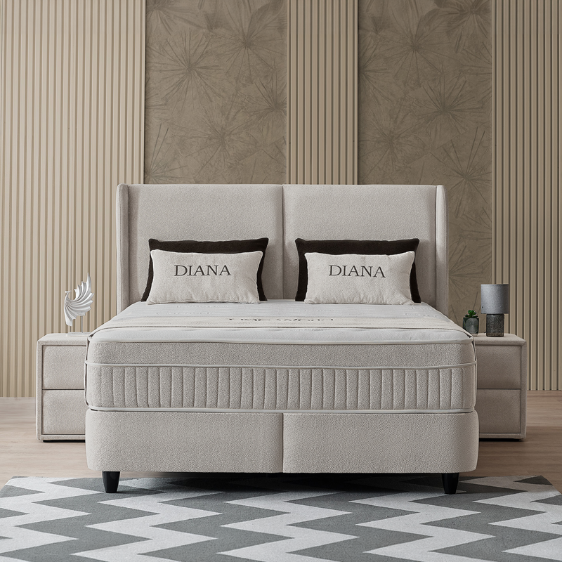 Тапицирана спалня с матрак DIANA 160 x 200 – перла SY
