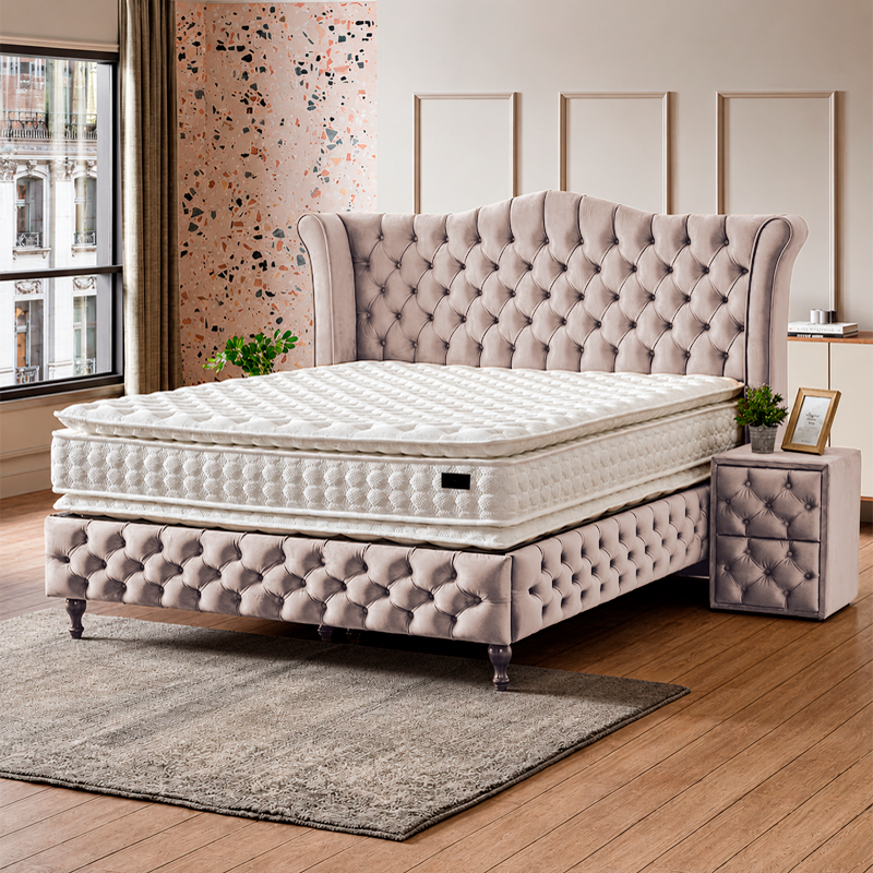 Тапицирана спалня с матрак DIMMAX 160 х 200 – крем 03