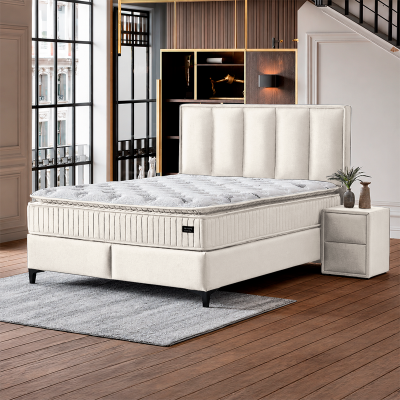 Тапицирана спалня с матрак HERMES 160 x 200 - слонова кост AN