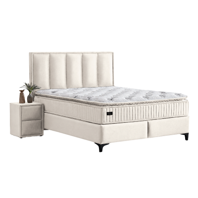 Тапицирана спалня с матрак HERMES 160 x 200 - слонова кост AN