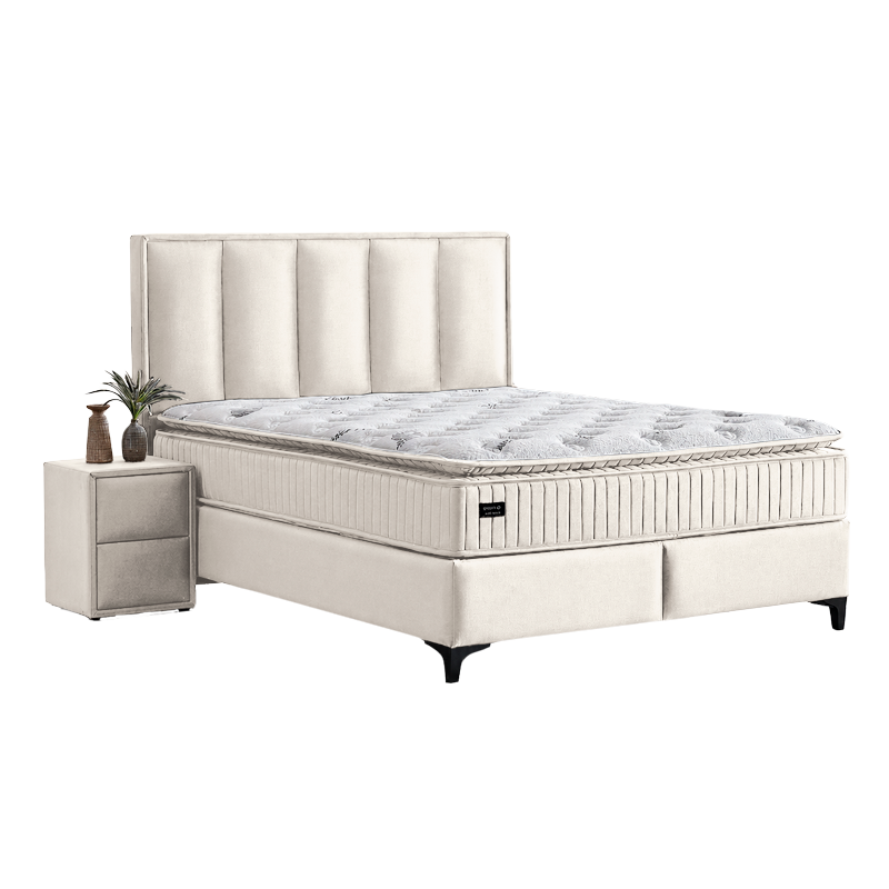 Тапицирана спалня с матрак HERMES 160 x 200 – слонова кост AN