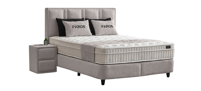Тапицирана спалня с матрак PAROS 160 х 200 – бежов 020