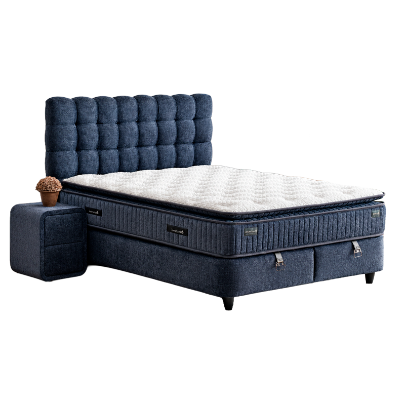 Тапицирана спалня с матрак ROYAL 160 х 200 – тъмносин