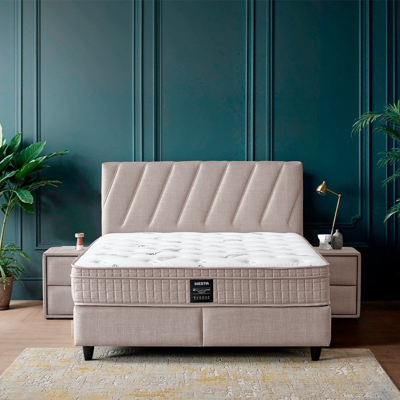 Тапицирана спалня с матрак SIESTA 160 x 200 – крем 03