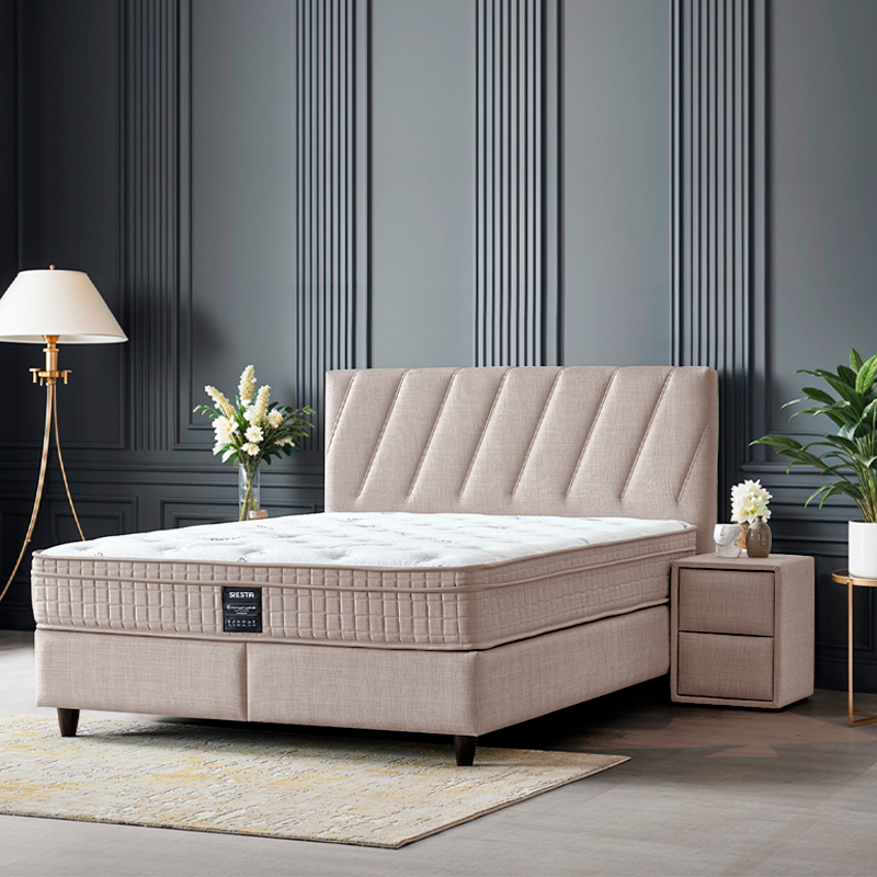 Тапицирана спалня с матрак SIESTA 160 x 200 – крем 03