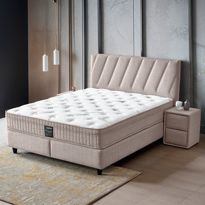 Тапицирана спалня с матрак SIESTA 160 x 200 – крем 03