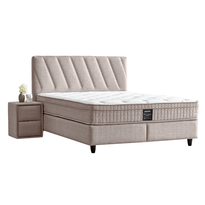 Тапицирана спалня с матрак 160x200 - крем 1 Тапицирана спалня с матрак SIESTA 160 x 200 – крем 03